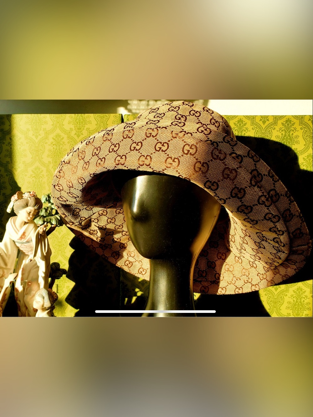 Large Jacquard Canvas Bucket Hat w Wide Brim Beige Monogram Beach Sun Coverage - Picture 13 of 14